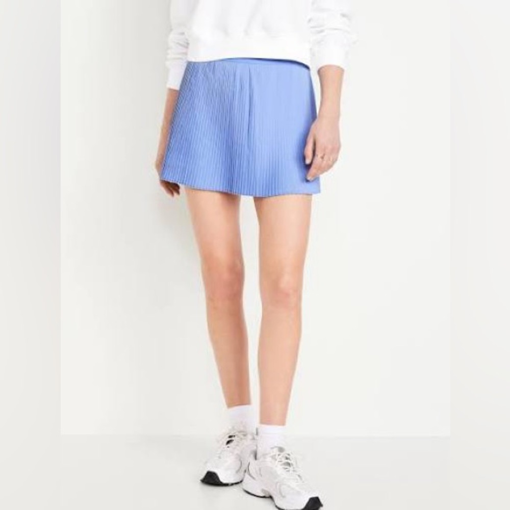 Blue Women's High-Waisted StretchTech Micro-Pleated Skort